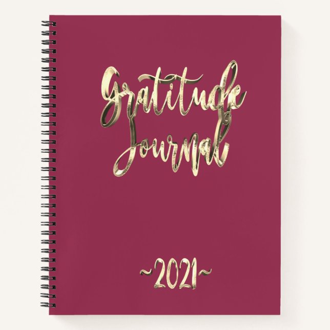 Cuaderno Modern Pink Gold Script Gratitude Journal 2021 (Anverso)