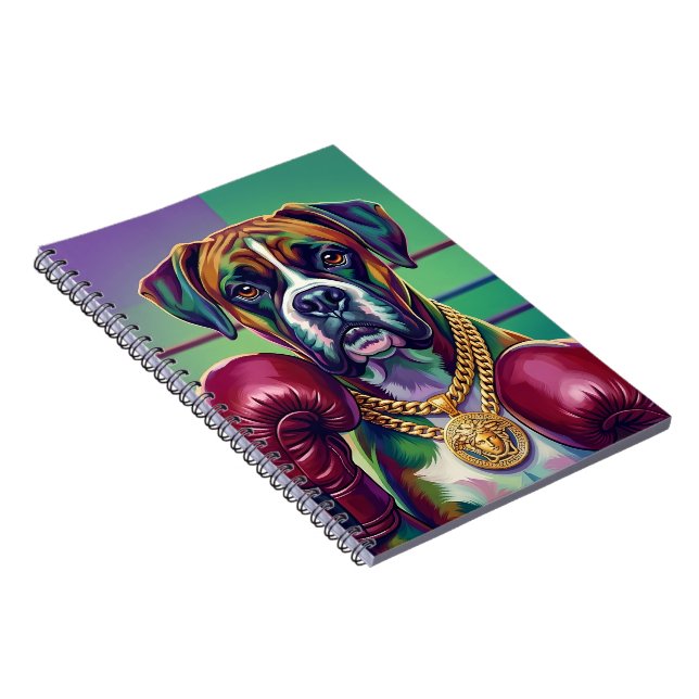Cuaderno Modern Pop Art Boxer Dog Boxing Athlete (Lado Derecho)