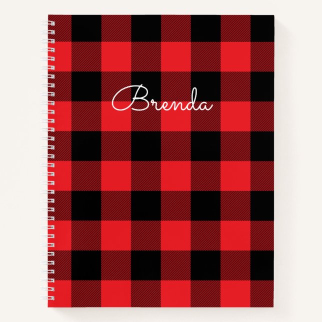 Cuaderno Modern Red and Black Buffalo Check (Anverso)