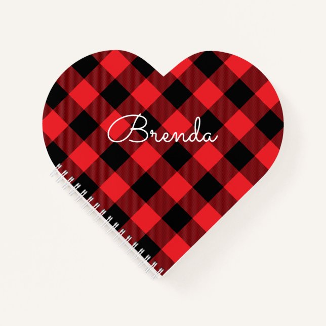Cuaderno Modern Red and Black Buffalo Check (Anverso)