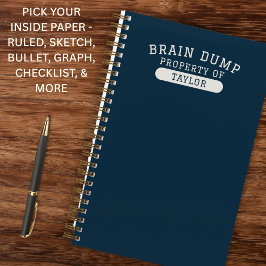 Cuaderno Modern School Brain Dump List Funny Navy Blue