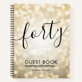 Cuaderno Modern Script Gold Lights 40th Birthday GUEST LIBR