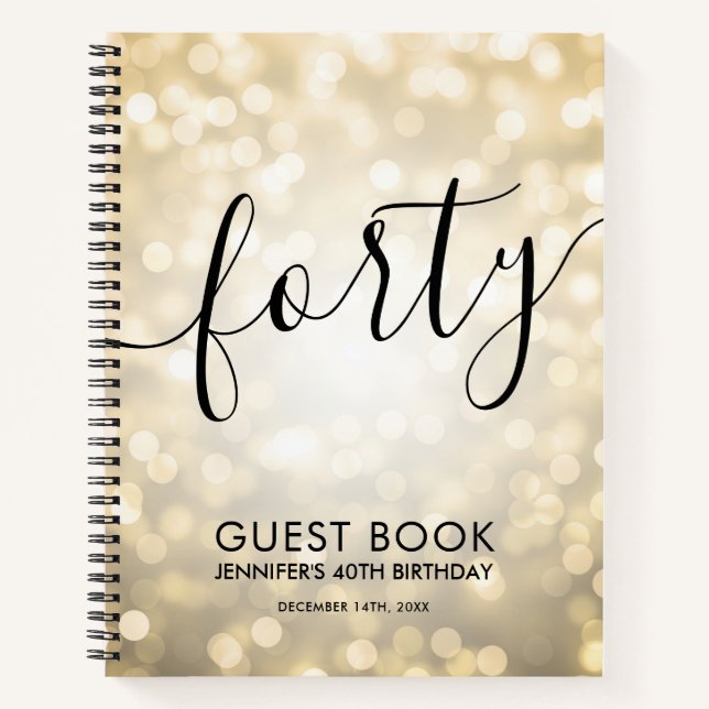 Cuaderno Modern Script Gold Lights 40th Birthday GUEST LIBR (Anverso)