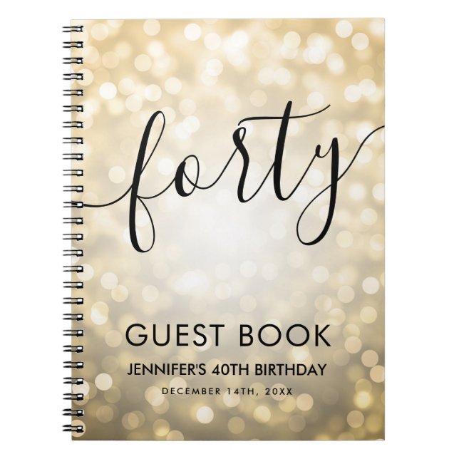 Cuaderno Modern Script Gold Lights 40th Birthday GUEST LIBR (Frente)