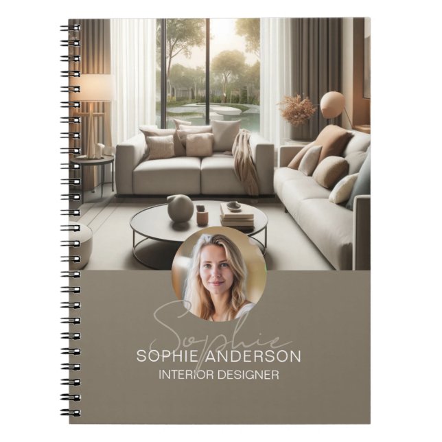 Cuaderno Modern Script Name Photo QR Professional (Frente)