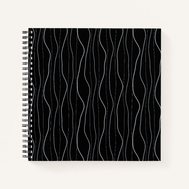 Cuaderno Modern Silver Wavy Lines Pattern (Anverso)