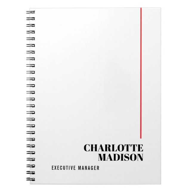 Cuaderno Modern Simple Black White Trendy Minimalist Plain  (Frente)