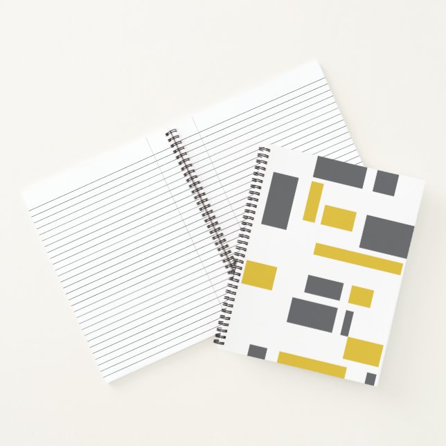 Cuaderno Modern, simple, cool geometric yellow gray pattern (Interior)