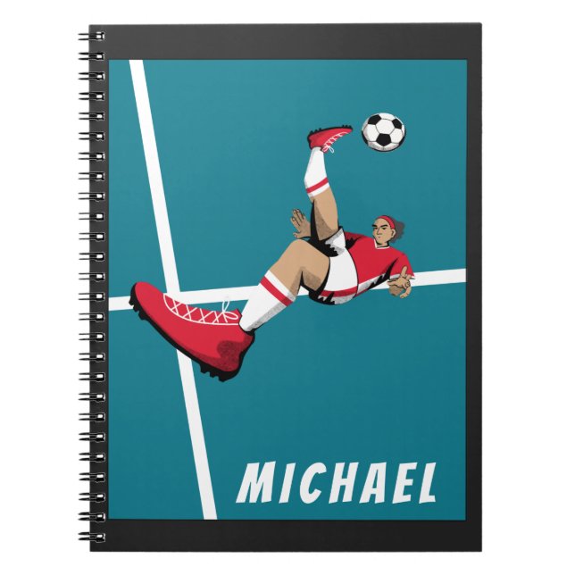 Cuaderno Modern Soccer Player Ilustracion gráfico Nombre de (Frente)