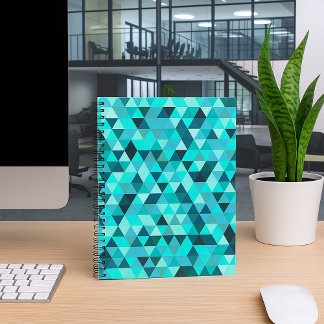 Cuaderno Modern Teal Turquoise Geometric Triangles Pattern