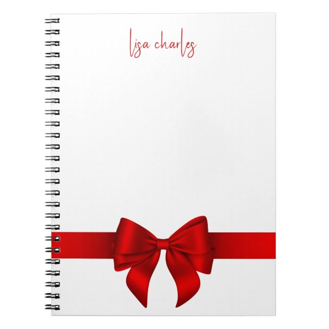 Cuaderno Modern Trendy Elegant Red Bow Girly (Frente)