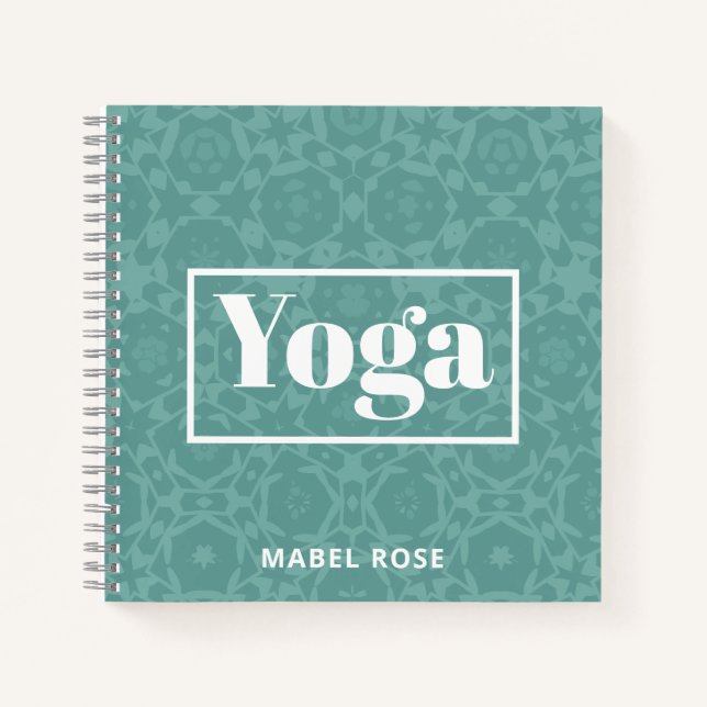 Cuaderno Modern Turquoise Green Geometric Yoga Journal (Anverso)