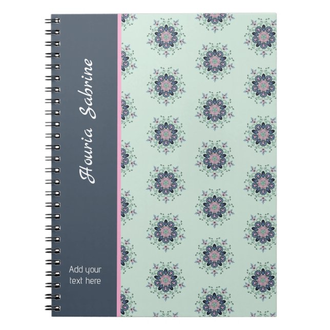 Cuaderno Modern turquoise Pink Floral Mandala Doodles  (Frente)