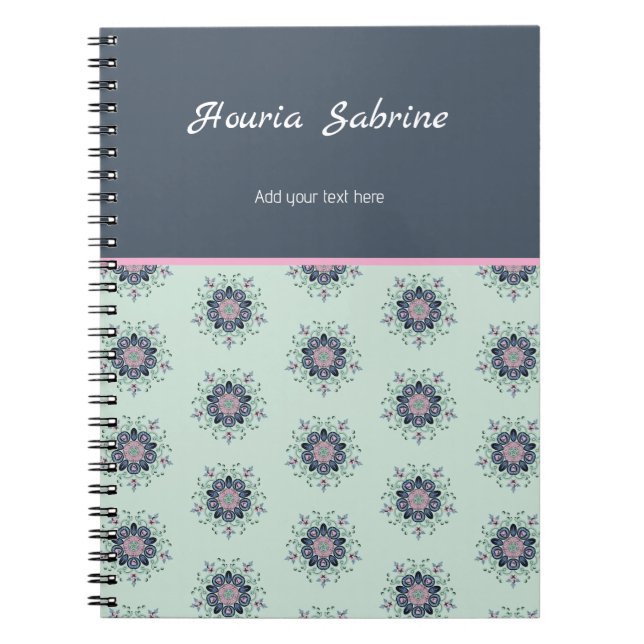 Cuaderno Modern turquoise Pink Floral Mandala Doodles  (Frente)