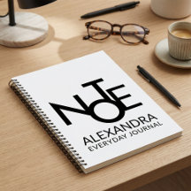 Modern Typography Everyday Journal Black White