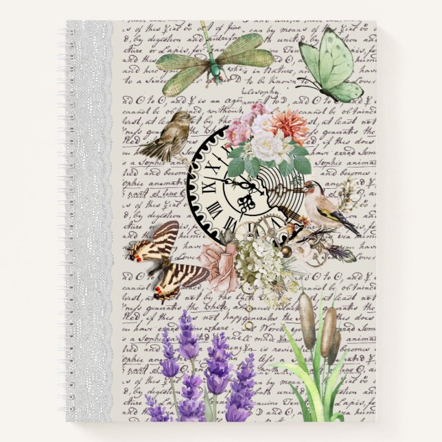 Cuaderno Modern vintage clock Botanical Letters Scrapbook (Anverso)