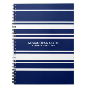 Cuaderno Modern White And Royal Blue Stripes Pattern