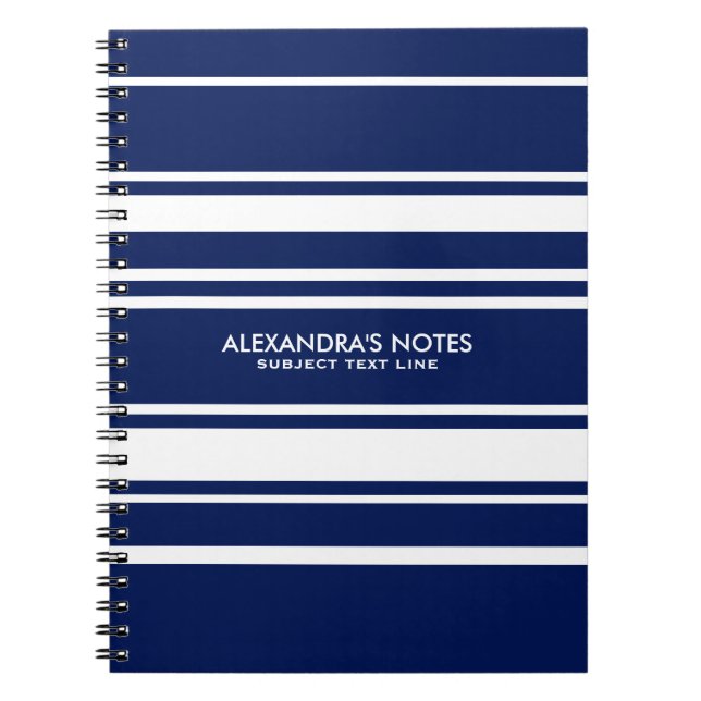 Cuaderno Modern White And Royal Blue Stripes Pattern (Frente)