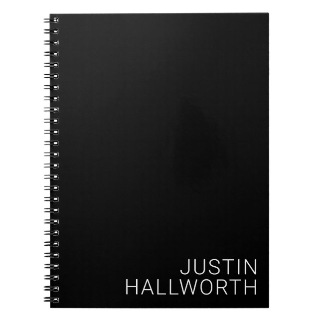Cuaderno Modern White Name on Black (Frente)