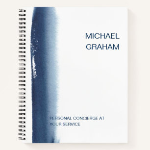 Cuaderno Moderna acuarela azul de la Marina Simple Negocios