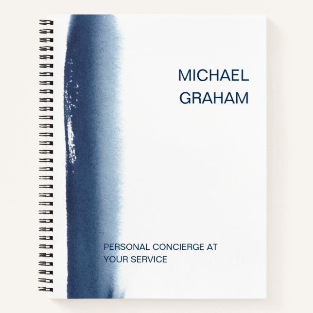 Cuaderno Moderna acuarela azul de la Marina Simple Negocios (Anverso)