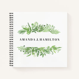 Cuaderno Moderna acuarela de pradera silvestre verde follaj