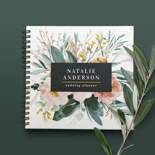 Cuaderno Moderna acuarela floral y follaje elegante