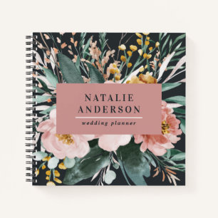 Cuaderno Moderna acuarela floral y follaje elegante