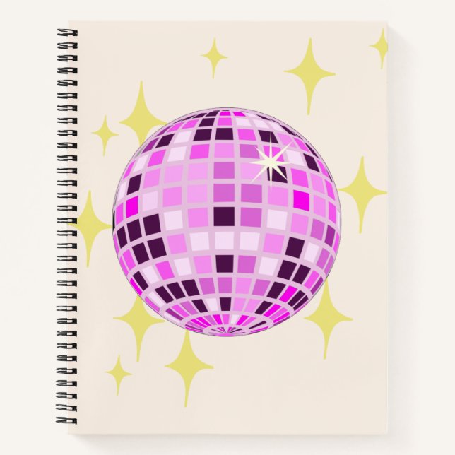Cuaderno Moderna Discoteca Purple Retro Rosa Ball Beige (Anverso)