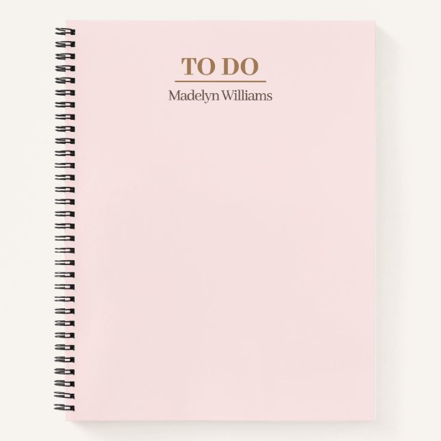 Cuaderno Moderna Elegante Rubor Rosa To Do (Anverso)