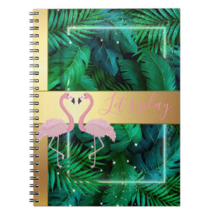 Cuaderno Moderna, elegante, tropical, hojas de palmera, ros
