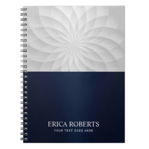 Cuaderno Moderna espiral Lotus Flor Elegante Marina Azul