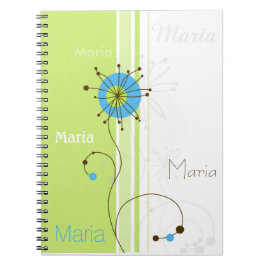 Cuaderno Moderna Flor Simple Verde Tu Nombre