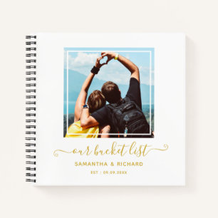 Cuaderno Moderna foto de oro de nuevo casamiento nuestra li
