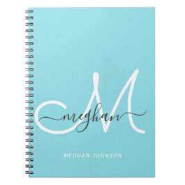 Cuaderno Moderna Moda Azul claro Guión blanco monogramado