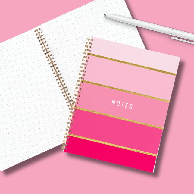 Cuaderno Moderna moda rosa y oro (Colorful pink & gold ombre notebook perfect for modern colorful girls stationery.)