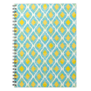Cuaderno Moderna moda tribal ikat azul amarillo