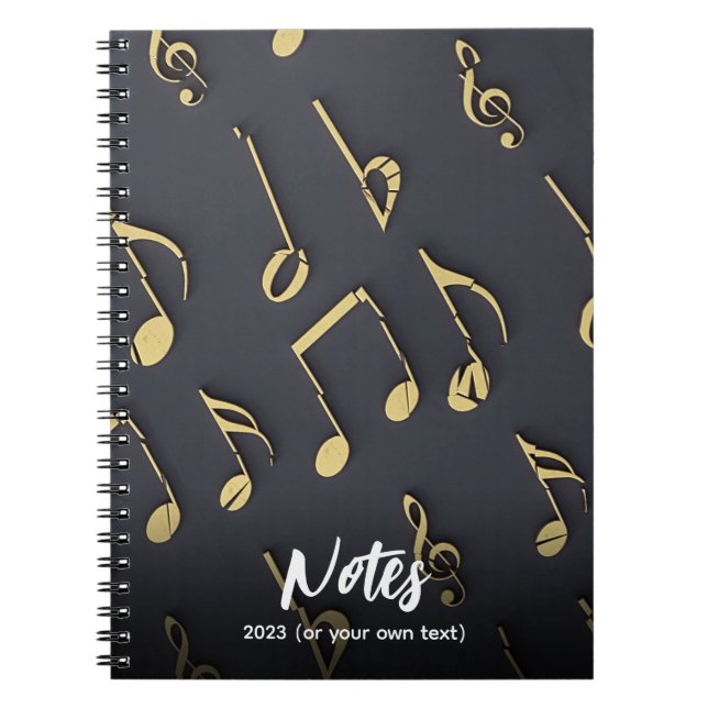 Cuaderno Moderna Music Notes Gold Black Music Lover Resumen (Frente)