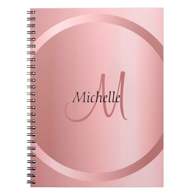 Cuaderno Moderna plantilla Rosa Gold Elegante Monogramado (Frente)