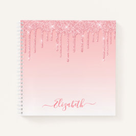 Cuaderno Moderna Purpurina de Rubor rosa con guión elegante