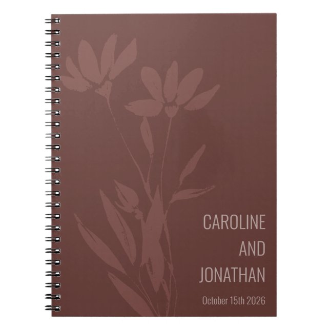 Cuaderno Moderna Terracota Floral Line Art Boda Personaliza (Frente)