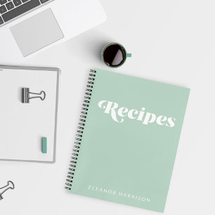Cuaderno Moderna tipografía retro Minimalista receta verde