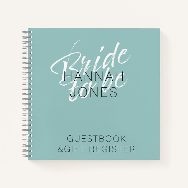 Cuaderno Moderna Y Elegante Ducha De Novias Verdes De Mint  (Anverso)