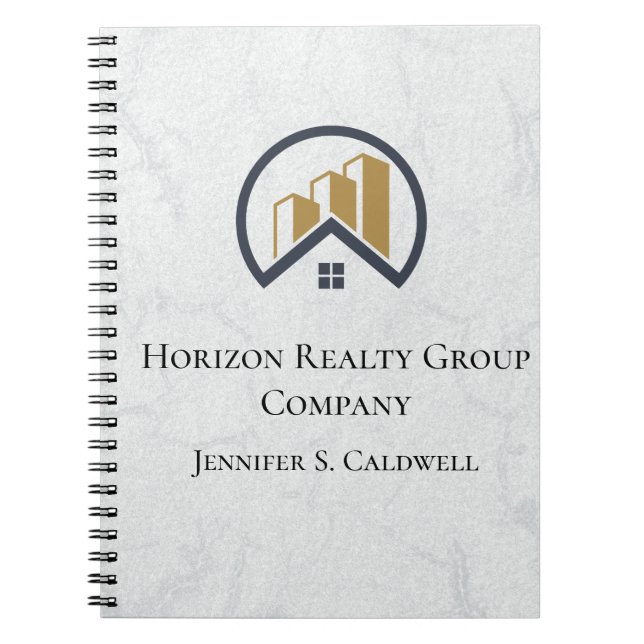 Cuaderno Moderna y elegante finca inmobiliario blanca (Frente)