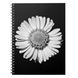Cuaderno Moderna y elegante Flor de margarita negra y blanc