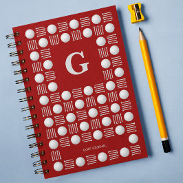 Cuaderno Moderna y moderna bola de golf y Tee Monograma Roj