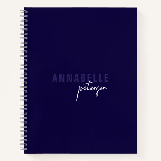 Cuaderno Moderna y simple Marina Profesional Azul Minimalis (Anverso)