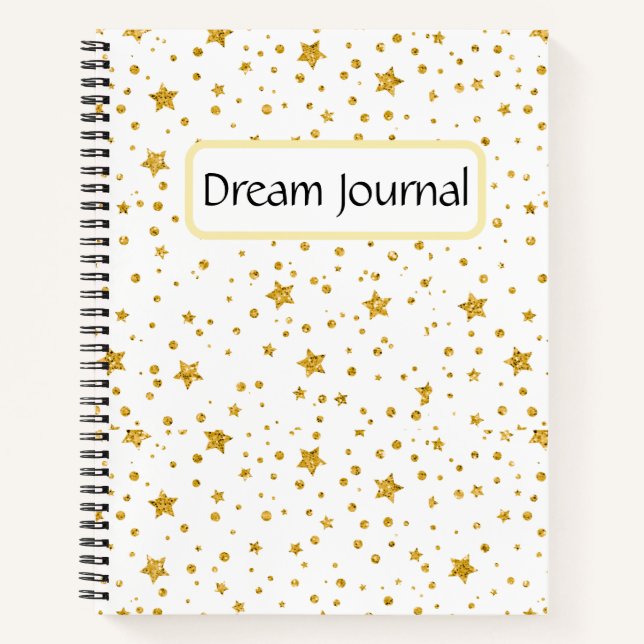 Cuaderno Modernas estrellas celestes de oro y blanco Dream  (Anverso)