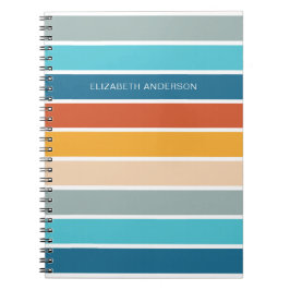 Cuaderno Modernas franjas de atardecer retro personalizadas