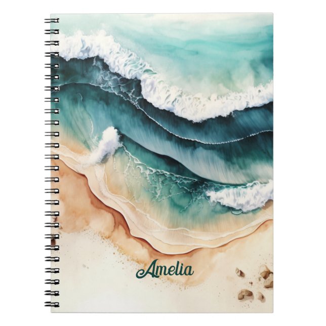 Cuaderno Modernas olas de playa con arena costera (Frente)